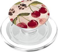 Cherry Fruit Féminin Aquarelle Rouge Animal Mignon Chat Chien Patte PopSockets PopGrip pour MagSafe