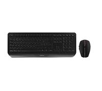 CHERRY GENTIX DESKTOP, Ensemble Clavier et Souris Sans Fil, Disposition Allemande (QWERTZ), Radio 2,4 GHz, Repose-Poignets Intégré, Souris Symétrique, Noir