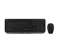 CHERRY GENTIX Desktop, Ensemble Clavier et Souris sans Fil, Disposition Allemande (QWERTZ), Radio 2,4 GHz, Repose-Poignets Intégré, Souris Symétrique, Noir