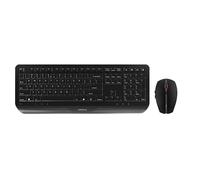 CHERRY GENTIX DESKTOP, Ensemble Clavier et Souris Sans Fil, Disposition EU (QWERTY), Radio 2,4 GHz, Repose-Poignets Intégré, Souris Symétrique, Noir