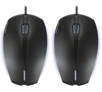 CHERRY GENTIX Illuminated, Souris Filaire, Parties latérales éclairées en Bleu & molette de défilement, 3 Boutons, Capteur Optique (1.000 dpi), Design symétrique, Noir (Lot de 2)