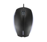 CHERRY GENTIX ILLUMINATED, Souris filaire, Parties latérales éclairées en bleu & molette de défilement, 3 boutons, Capteur optique (1.000 dpi), Design symétrique, Noir