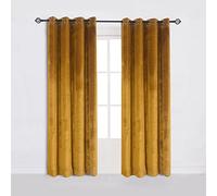 Cherry Home Flanelle en Velours occultant fenêtre Panneau de Rideau Drapes avec œillet, Velours, Jaune, 52Wx63L(2 Panels)
