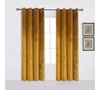 Cherry Home Super Soft Luxury Velvet Set of 2 Warm Yellow Blackout Velvet Energy Efficient Grommet Curtain Panel Drapes Ginger Mustard Curtain Panels 52Wx96L for Living Room