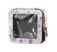 Cherry Illustration Mini trousse de maquillage transparente avec fermeture éclair pour vernis à ongles pour femme, Aquarelle Floral Botanique Boho Aquarelle, Taille unique