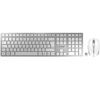 CHERRY Clavier+souris sans fil DW 9100 Slim – QWERTZ, BT+2,4 GHz, rechargeable, blanc argenté