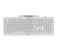 CHERRY KC 1000 SC, Clavier de Sécurité Filaire avec Lecteur de Carte Intégré, Disposition Allemande (QWERTZ), Plug & Play (USB-A), Design Plat, Blanc-Gris