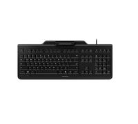 CHERRY KC 1000 SC, Clavier de Sécurité Filaire avec Lecteur de Carte Intégré, Disposition EU (QWERTY), Plug & Play (USB-A), Design Plat, Noir