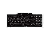 CHERRY KC 1000 SC, Disposition française, clavier AZERTY, clavier de sécurité filaire avec terminal de carte à puce intégré, Ange bleu, Noir