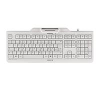 CHERRY KC 1000 SC, Clavier de Sécurité Filaire avec Lecteur de Carte Intégré, Disposition Suisse (QWERTZ), Plug & Play (USB-A), Design Plat, Blanc-Gris