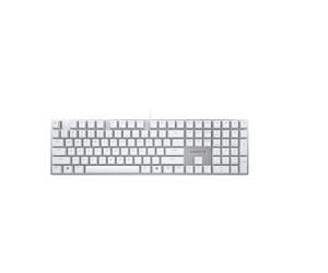 CHERRY KC 200 MX, Clavier de Bureau mécanique avec Plaque en métal anodisé, Disposition US (QWERTY), Filaire, MX2A Brown Switches, Blanc/argenté