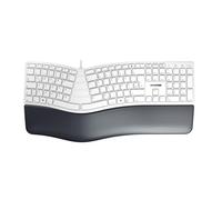Cherry KC 4500 Ergo, Clavier Ergonomique, Disposition Allemande (QWERTZ), Filaire, Repose-Poignets rembourré avec Mousse à mémoire, Clavier incurvé, Blanc-Gris