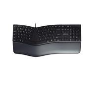 CHERRY KC 4500 ERGO, clavier ergonomique, Disposition espagnole (QWERTY), filaire, repose-poignet rembourré avec mousse à mémoire de forme, clavier incurvé, Noir