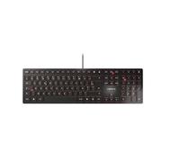 CHERRY KC 6000 Slim, Clavier au Design Ultra-Plat, Disposition Belge (AZERTY), Filaire (Port USB-A), Touches silencieuses, Marquage Durable, Noir