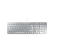 Cherry KC 6000 Slim, Clavier au Design Ultra-Plat, Disposition française (AZERTY) Filaire (Port USB-A), Touches silencieuses, Marquage Durable, Argenté