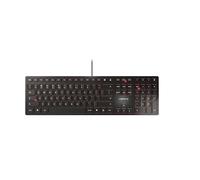 CHERRY KC 6000 SLIM, clavier au design ultra-plat, layout US International (QWERTY), filaire (connexion USB-A), silencieux, durable, marquage des touches, noir