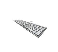 CHERRY KC 6000 Slim Clavier USB AZERTY Belge Argent/Blanc - Mécanique, 110 Touches, Câble 1.8m - Dimensions 440x130x15mm - Compatible Windows/macOS/Linux