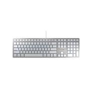 CHERRY KC 6000 SLIM FOR MAC, Clavier filaire Mac - (port USB-A), Disposition US (QWERTY), Touches silencieuses, Design plat, Blanc argenté