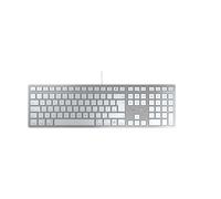 CHERRY KC 6000C FOR MAC, Clavier filaire Mac - (port USB-C), Disposition allemande (QWERTZ), Touches silencieuses, Design plat, Blanc argenté