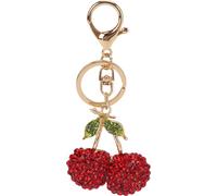 Cherry Keychain forme douce voiture de mode avec des anneaux de clés crochet pour sac à main décor anniversaire rouge