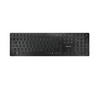 CHERRY Clavier KW 9100 Slim – QWERTY Portugais, Sans fil Bluetooth/2,4 GHz, Rechargeable, Noir-Gris