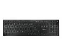 CHERRY KW 9100 Slim, Clavier Design sans Fil, Disposition Portugaise (QWERTY), Bluetooth ou 2,4 GHz au Choix, Touches Plates, Rechargeable, Noir-Gris