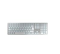 CHERRY KW 9100 SLIM FOR MAC, Clavier sans fil Mac, disposition française (AZERTY), Connexion Bluetooth ou 24 GHz, Touches plates, Rechargeable, Blanc argenté