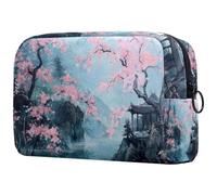 Cherry Lake Cabin Paradise Trousse à cosmétiques pour femme, trousse de toilette de voyage, grande pochette de maquillage pratique avec fermeture éclair, multicolore, 18.5x7.5x13cm/7.3x3x5.1in,