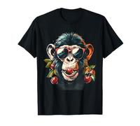 Cherry Monkey Portrait Cherry Fruit Artwork Singe Lover T-Shirt