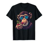 Cherry Monkey Portrait Cherry Fruit Artwork Singe Lover T-Shirt