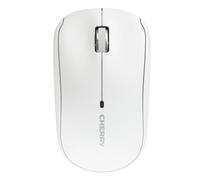 CHERRY MW 2200, souris d’ordinateur portable sans fil, 2,4 GHz, utilisable des deux mains, 1300 dpi, molette de défilement chromée, sac de transport inclus, fonctionne sur piles, blanche