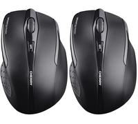 CHERRY MW 3000, Souris Ergonomique sans Fil pour Droitier, 2.4 GHz RF, 6 Boutons, Capteur Optique, Panneaux Latéraux Caoutchoutés, Fonctionne sur Batterie, Noir (Lot de 2)