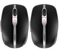 CHERRY MW 9100, Souris sans Fil, Connexion Optionnelle Via Bluetooth ou 2.4 GHz RF, Résolution Réglable 3 Niveaux jusqu'à 2400 dpi, Rechargeable, Noir (Lot de 2)