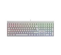 CHERRY MX 2.0S Clavier de jeu filaire avec éclairage RVB Disposition allemande (QWERTZ) Conçu en Allemagne Commutateurs MX Blue d'origine, blanc