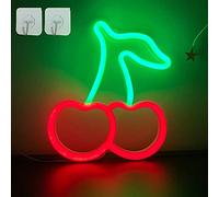 Cherry Neon Sign LED Neon Lights Rouge Neon Sign Applique murale au néon USB ou à piles Neon Light Sign Light Wall Art Decor pour chambre d'enfants Neon Light Up pour la fête de Noël Bar de mariage