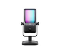 CHERRY NGALE R Microphone de Table USB Noir, Cardioïde, 20-20000Hz, 24 bit/96kHz, Rétroéclairage RGB, Filtre Passe-Bas, Compatible Windows/macOS/Linux