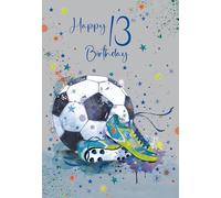 Cherry Orchard Carte d'anniversaire 13 ans pour garçons | Motif de football lumineux et amusant | Carte d'anniversaire 13e anniversaire pour les amateurs de football | Complète avec enveloppe