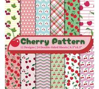 Cherry Pattern Scrapbook Paper Craft Pad: 12 Cherries Designs, 24 Double-Side Sheets Printed on 8.5"x8.5" Size Paper With Premium Vibrant Color. ... Collage, DIY Decoration, Decoupage and More!