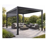 Bestmobilier - Cherry - pergola bioclimatique + Store 4m - Aluminium - 4x3m - Gris Anthracite, Gris Anthracite