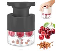 Cherry Pitter Tool Pit Remover, 2025 Upgraded Quickly 7-Hole Cherry Pitter Tool, Upgrade Multi-Function Cherries Pitters, with Splatter Protector, for Making Cherrys Jam (Black)