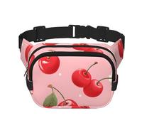 Cherry Sac banane double couche avec fleurs de fruits pour homme et femme, sac banane réglable pour voyage, randonnée, course à pied, cyclisme, festival