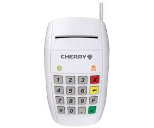 CHERRY Smart Terminal ST-2100, Lecteur de Cartes à Puce pour Cartes d'Assurance Maladie Électroniques, Signatures, Banque en Ligne, USB, Utilisation d'une Main, 16 Touches, Blanc