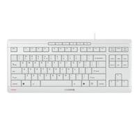CHERRY STREAM KEYBOARD TKL, clavier mécanique filaire sans pavé numérique, Disposition EU (QWERTY), Frappe silencieuse, Sensation de frappe unique, Blanc grisé