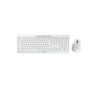 CHERRY STREAM DESKTOP COMFORT, Clavier et Souris Sans Fil, Disposition Allemande (QWERTZ), 2,4 GHz, Touches Silencieuses, Souris Ergonomique, Blanc-Gris