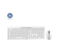 CHERRY Stream Desktop, Ensemble Clavier et Souris sans Fil, Disposition Allemande (QWERTZ), Connexion Radio 2,4 GHz, Frappe silencieuse, Alimenté par Batterie, Blanc grisé