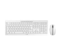 CHERRY Stream Desktop, Ensemble Clavier et Souris sans Fil, Disposition Allemande (QWERTZ), Connexion Radio 2,4 GHz, Frappe silencieuse, Alimenté par Batterie, Blanc grisé