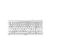 CHERRY STREAM KEYBOARD TKL, clavier mécanique filaire sans pavé numérique, Disposition allemande (QWERTZ), Frappe silencieuse, Sensation de frappe unique, Blanc grisé