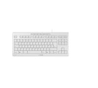 CHERRY STREAM KEYBOARD TKL, clavier mécanique filaire sans pavé numérique, Disposition UK (QWERTY), Frappe silencieuse, Sensation de frappe unique, Blanc grisé