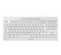 CHERRY STREAM KEYBOARD TKL, clavier mécanique filaire sans pavé numérique, Disposition allemande (QWERTZ), Frappe silencieuse, Sensation de frappe unique, Blanc grisé