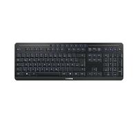 Cherry Stream Keyboard Ultimate, Clavier sans Fil Multi-Appareils, Disposition Allemande (QWERTZ), Connexion Via Bluetooth, 2,4 GHz & Câble, Rétroéclairé, Noir